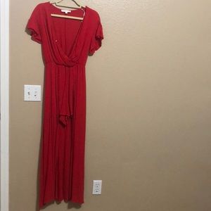 Red Shorts Romper with trail